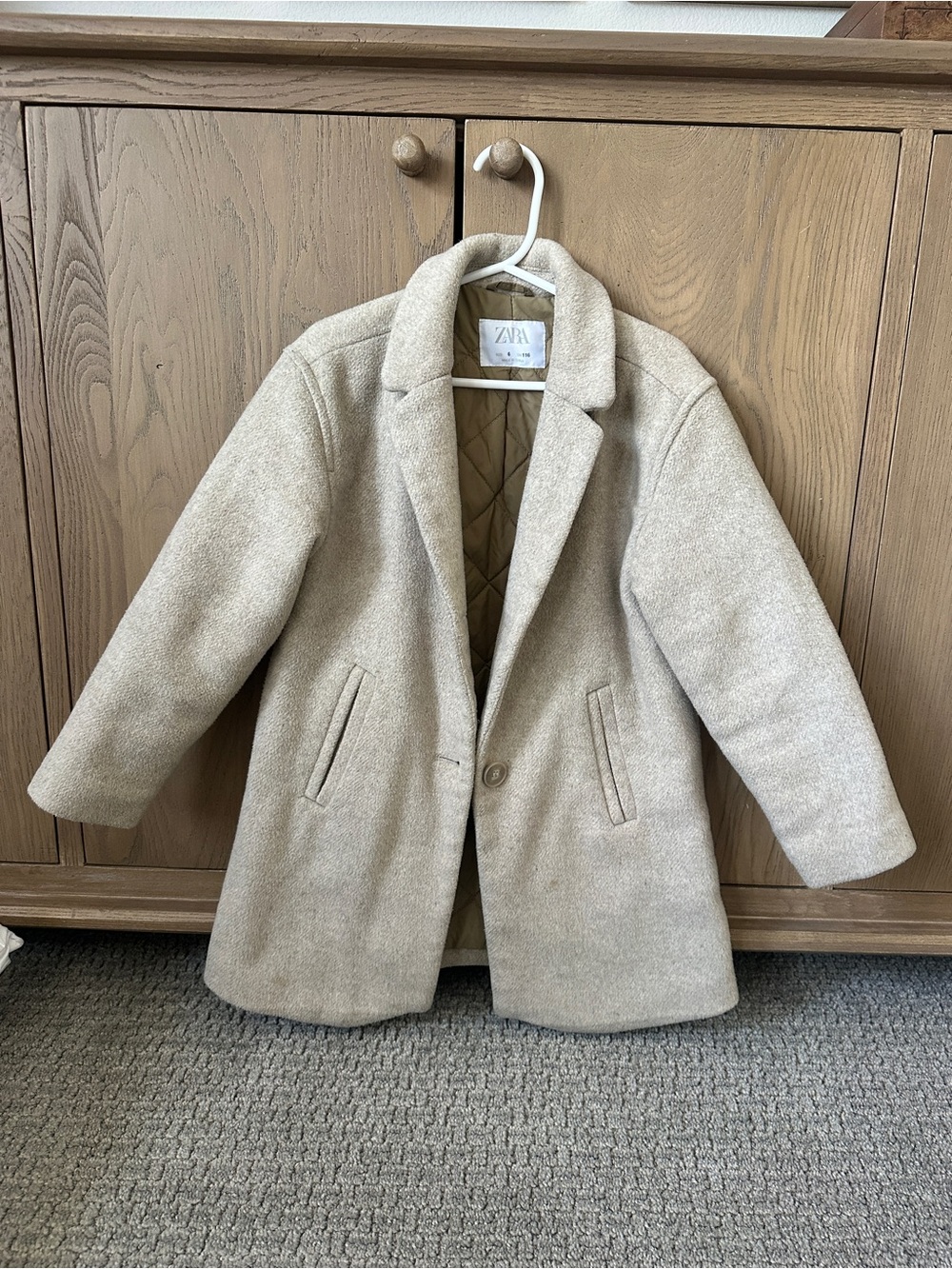 Zara Kids Beige Tailored Pea Coat